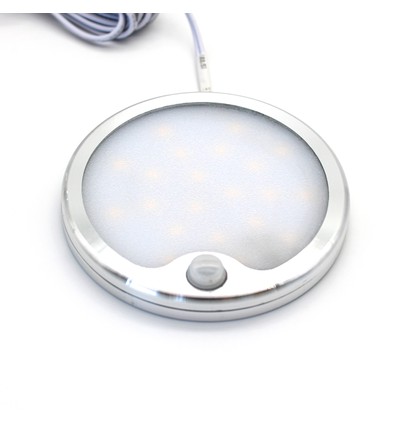 Spot pour meuble Sono60s Ø6cm - 12V DC, Dimensions : Ø6 cm, montage en saillie, capteur, acier brossé