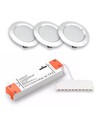 Lot de 3 spots pour meubles Reco68 dimmables - Acier brossé, avec alimentation dimmable