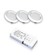 Lot de 3 spots pour meubles Reco68 - Acier brossé, avec alimentation incluse