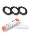 Lot de 3 spots pour meubles Reco68 dimmables - Noir, avec alimentation dimmable incluse