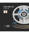 Bande LED V-Tac 8W/m - 5m, 3mm de large, IP20, 24V, 120 LED par mètre