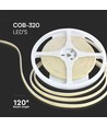 Ruban LED COB étanche 5m 10W/m - 24V DC, IP67, 320 LED par mètre, LED COB