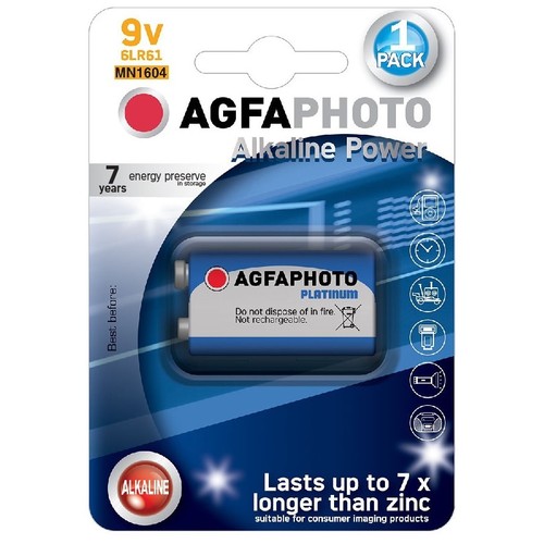 B1 1 pièce batterie AgfaPhoto - Alcaline, 9V