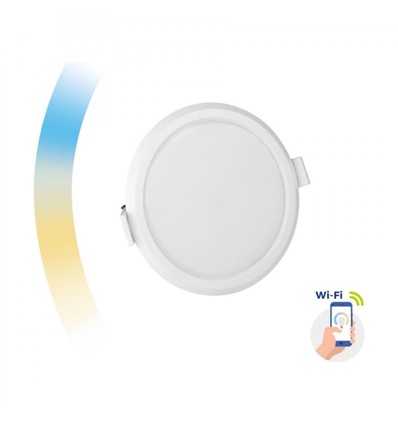 Panneau LED encastrable Smart Home 12W - Tuya/Smart Life, Google Home et application, perçage : Ø15,5 cm, dimensions : Ø16,2 cm