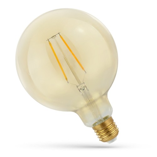 Ampoule globe LED E27 5W - Filament carbone, 12,5 cm, verre ambré, blanc extra chaud