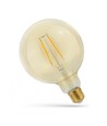 Ampoule globe LED E27 5W - Filament carbone, 12,5 cm, verre ambré, blanc extra chaud