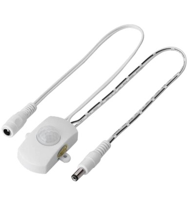 Capteur PIR blanc pour bande LED - 12V (60W), 24V (120W), avec bornes à vis
