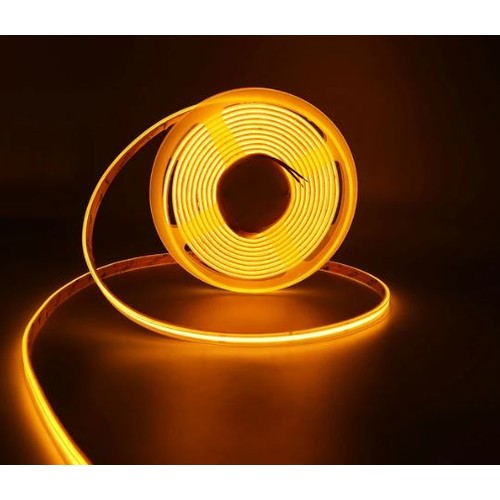 Ruban LED COB 5m 10W/m couleur Ambre - 24V DC, IP67, 320 LED par mètre, COB LED