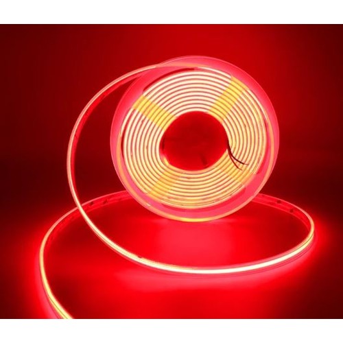 Ruban LED COB 5m 10W/m Rouge - 24V DC, IP67, 320 LED par mètre, COB LED