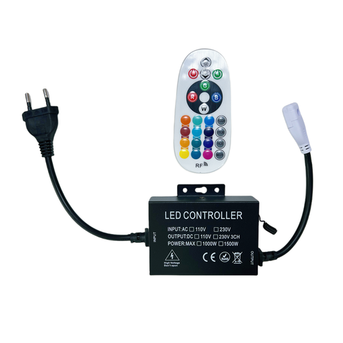 Contrôleur RGB 230V CLIP-ON - Incl. bouchon de fin, pour 230V, fonction mémoire, 100 m