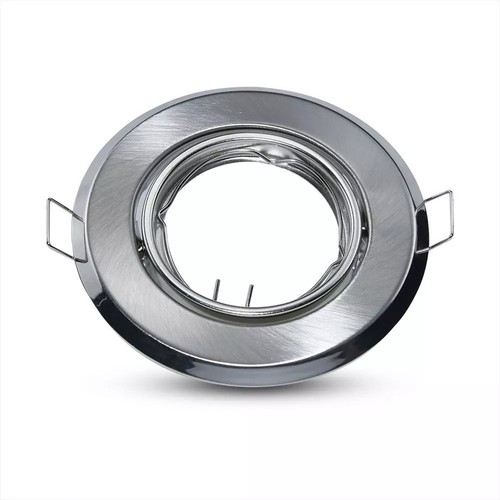 Lot de 2 kits Downlight MR16 ou GU10 - Sans source lumineuse, acier brossé, perçage : Ø7 cm, dimensions : Ø9,3 cm