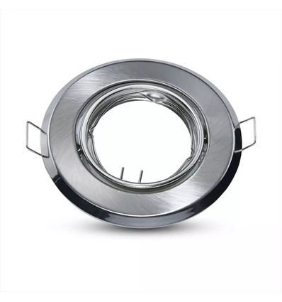 Lot de 2 kits Downlight MR16 ou GU10 - Sans source lumineuse, acier brossé, perçage : Ø7 cm, dimensions : Ø9,3 cm