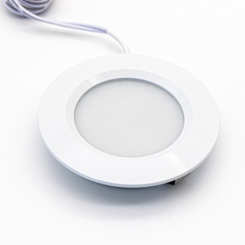 Spot de meuble encastrable 2,7W Ø6,8cm Reco68 RA92 - 12V DC, Perçage : Ø5,5 cm, Dimensions : Ø6,8 cm, Blanc mat