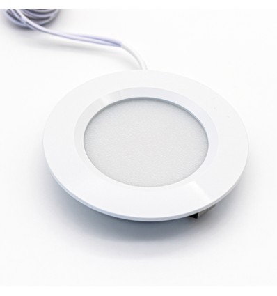 Spot de meuble encastrable 2,7W Ø6,8cm Reco68 RA92 - 12V DC, Perçage : Ø5,5 cm, Dimensions : Ø6,8 cm, Blanc mat