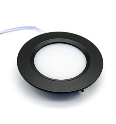 Spot de meuble encastrable 2,7W Ø6,8cm Reco68 RA92 - 12V DC, Perçage : Ø5,5 cm, Dimensions : Ø6,8 cm, Noir