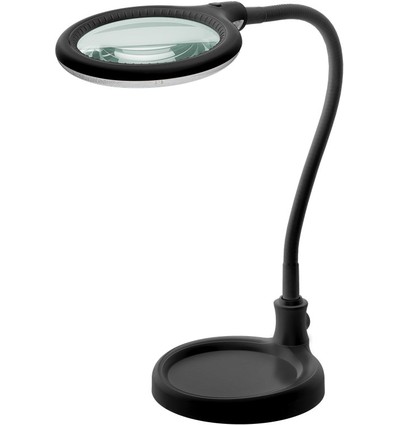 Lampe loupe LED avec col de cygne 6W - Noir, lampe de bureau, pince