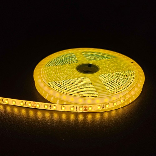 Ruban LED Jaune 5m 10W/m - 24V DC, IP65, 120 LED par mètre