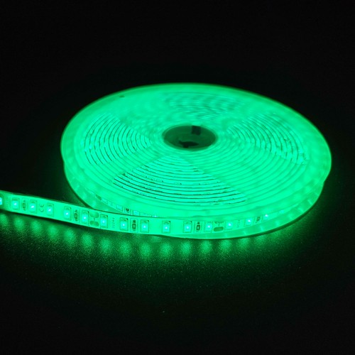Ruban LED vert 5m 10W/m - 24V DC, IP65, 120 LED par mètre