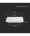 Panneau LED encastrable 22cm x 22cm, 18W - Découpe : 20,5cm x 20,5cm