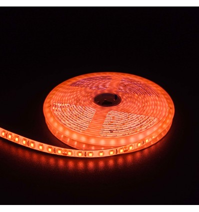 Ruban LED Orange 5m 10W/m - 24V DC, IP65, 120 LED par mètre
