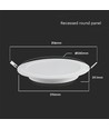 Panneau LED encastrable, 24W - Découpe : Ø28 cm, Dimensions : Ø29,6 cm