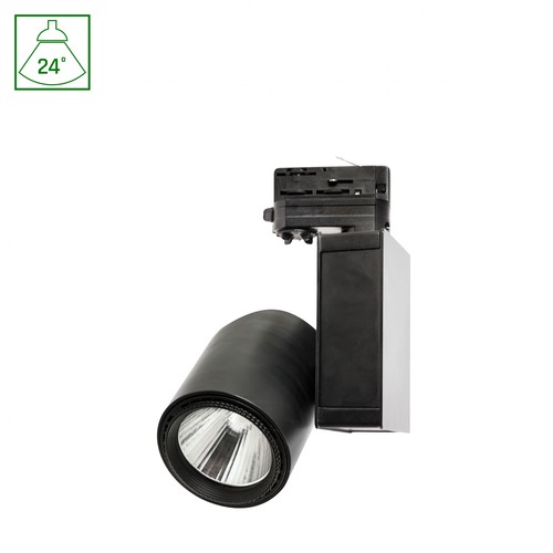 Spot sur rail 3 phases 30W - 24 degrés, noir, blanc chaud, COB LED
