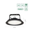 High bay LED 200W, 180lm/W - dimmable DALI, 90 degrés, IP65, IK08, boîtier noir