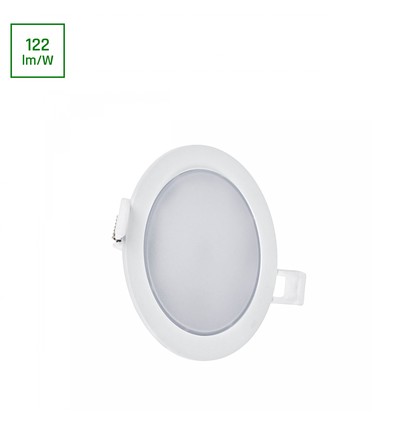 Panneau LED 6W Algine 2-en-1 encastrable/saillie - 125lm/W, Ø11,5cm, 3000K, bord blanc, rond
