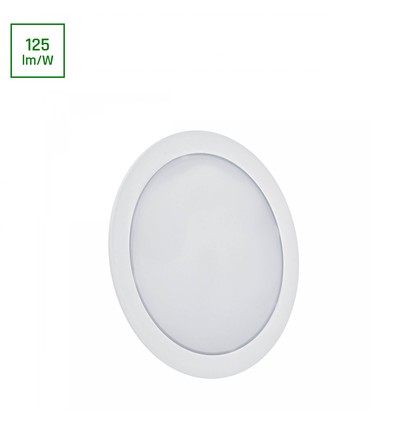 Panneau LED 12W Ø17cm 2-en-1 encastrable / saillie - 125lm/W, 3000K, rond, bord blanc