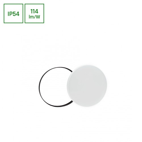 Plafonnier LED 18W Nymphea avec détecteur - IP54, 3-en-1 CCT, anneau noir/blanc, détecteur intégré