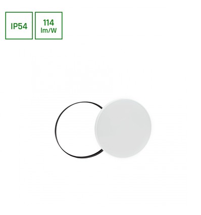 Plafonnier LED 18W Nymphea avec détecteur - IP54, 3-en-1 CCT, anneau noir/blanc, détecteur intégré