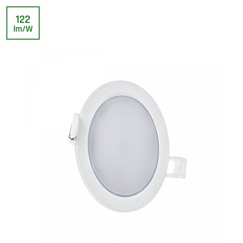 Panneau LED 6W Ø11,5cm 2-en-1 encastrable et en saillie - 750lm, 4000K, bord blanc, design rond