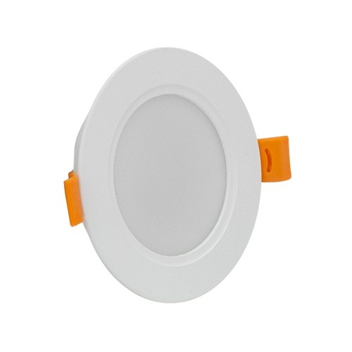 Spot encastrable LED 5W Ø9,5cm - Résistant aux éclaboussures, 230V, IP54, Trou : 7,2cm / 3,1cm de hauteur, rond, bord blanc