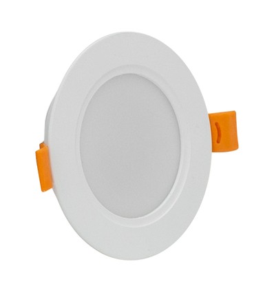 Spot encastrable LED 5W Ø9,5cm - Résistant aux éclaboussures, 230V, IP54, Trou : 7,2cm / 3,1cm de hauteur, rond, bord blanc
