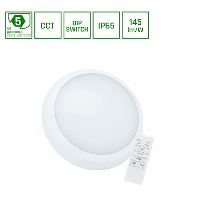 Plafonnier LED 30W NYMPHEA CITY PRO 2 avec capteur - 4400lm, CCT, IP65, IK08, incl. télécommande, garantie 5 ans
