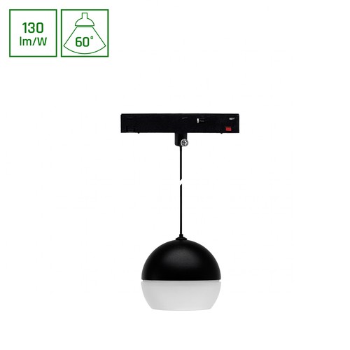 Spot sur rail 10-12W SYSTEM SHIFT BASIC GLOBE RING, 48V - 1200lm, 3000K, 35 degrés, 48V DC