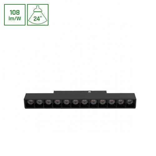 Lampe Linéaire 12W SHIFT Basic - 3000K, Noir, Grille S, 22cm