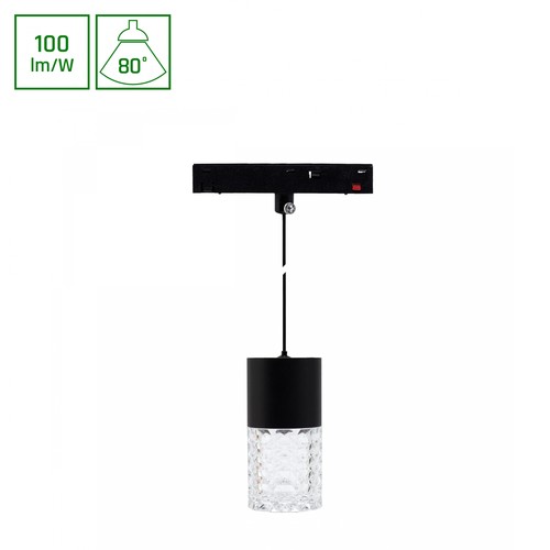 Spot sur rail 6W SHIFT BASIC HANGIT CRISTAL - 48V, 3000K, 100lm/W, suspension magnétique, source lumineuse incl.