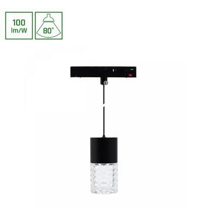 Spot sur rail 6W SHIFT BASIC HANGIT CRISTAL - 48V, 3000K, 100lm/W, suspension magnétique, source lumineuse incl.