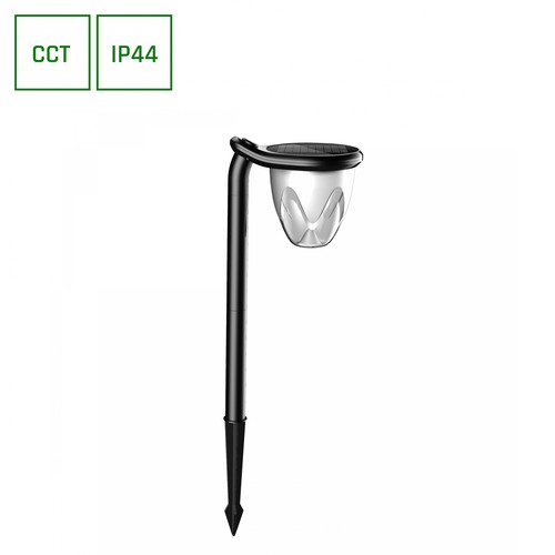 1W Solara Brilo lampe solaire LED, 3-en-1 - 3.7V, 100lm, CCT, lampe de table, applique murale et piquet, IP44, noir