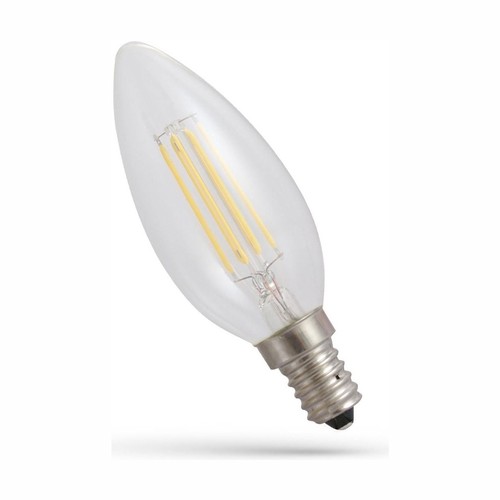 Ampoule LED flamme E14 5,5W - Filament, verre clair, C35
