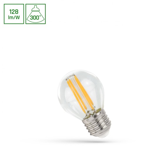 Ampoule LED E27 5,5W Sphérique filament - G45, 700lm, 4000K, diffusion 300°, remplace 55W