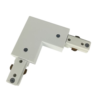 Connecteur en L monophasé pour spots sur rail - Blanc, 1F3W