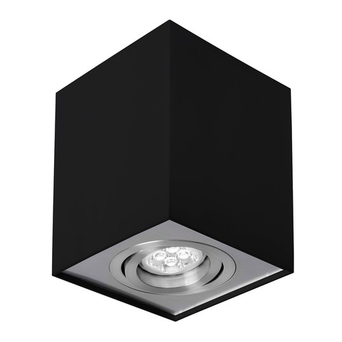 Spot en saillie Chloe GU10 - Carré, noir/argent, orientable, sans source lumineuse
