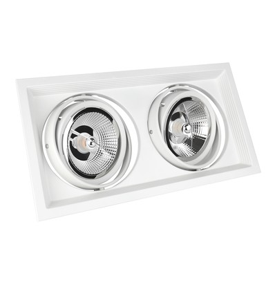 Spot encastrable GU10 x2 AR111 MDD MAXI DUE - Blanc, aluminium, 186x336 mm, sans source lumineuse