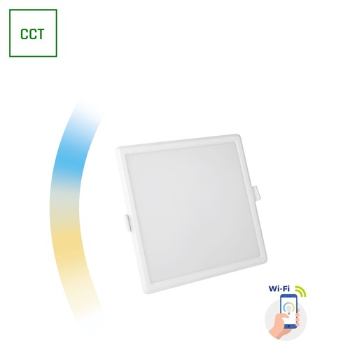 Dalle LED encastrable Algine 12W Smart CCT - Wi-Fi dimmable, 16,2x16,2 cm, carré, couleur de lumière réglable