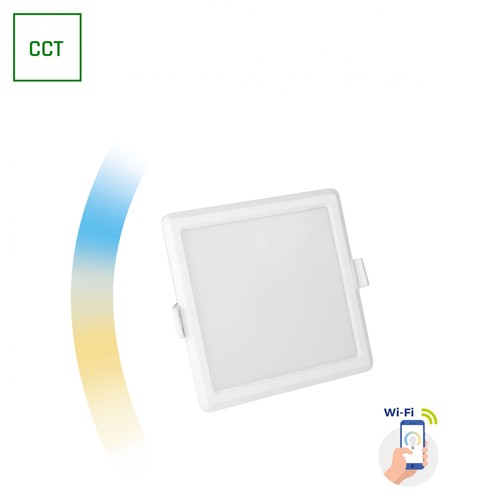 Dalle LED encastrable Algine 6W Smart Home - CCT, dimmable, Wi-Fi, carré, 112x112 mm