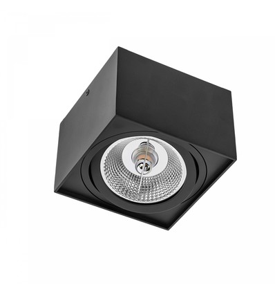 Spot AR111 en saillie carré - Noir, aluminium, 145x145mm, orientable, sans source lumineuse