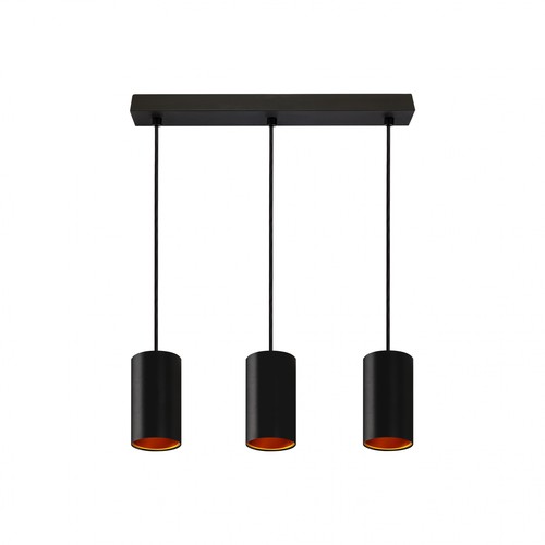 CHLOE GU10 X3 IP20 SUSPENSION NOIR OR BASE RECTANGULAIRE