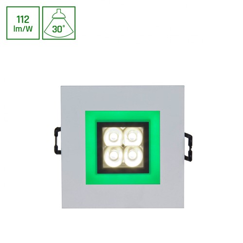 FIALE 4LED 4x1W 30° 230V - Carré, Blanc chaud, LED, Spot, Cadre vert